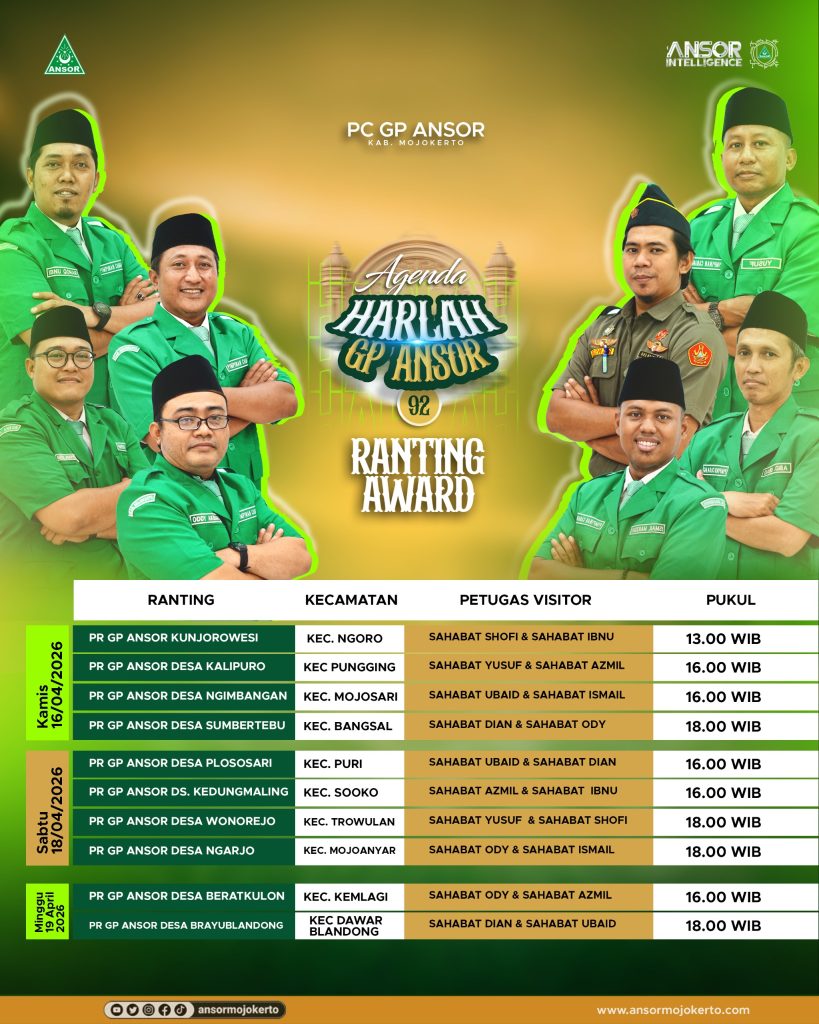 Ranting Award 92: PC GP Ansor Mojokerto Dijadwalkan Kunjungi Desa Sumbertebu